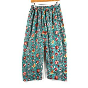 Gulabo Jaipur Floral Pants Womens Large Teal Boho Hippie Culottes Flowy Festival